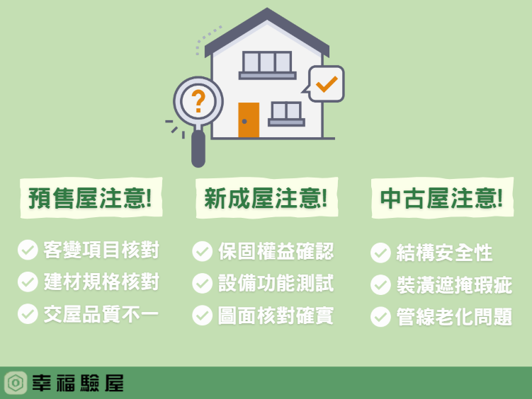 預售/新成/中古屋驗屋注意事項